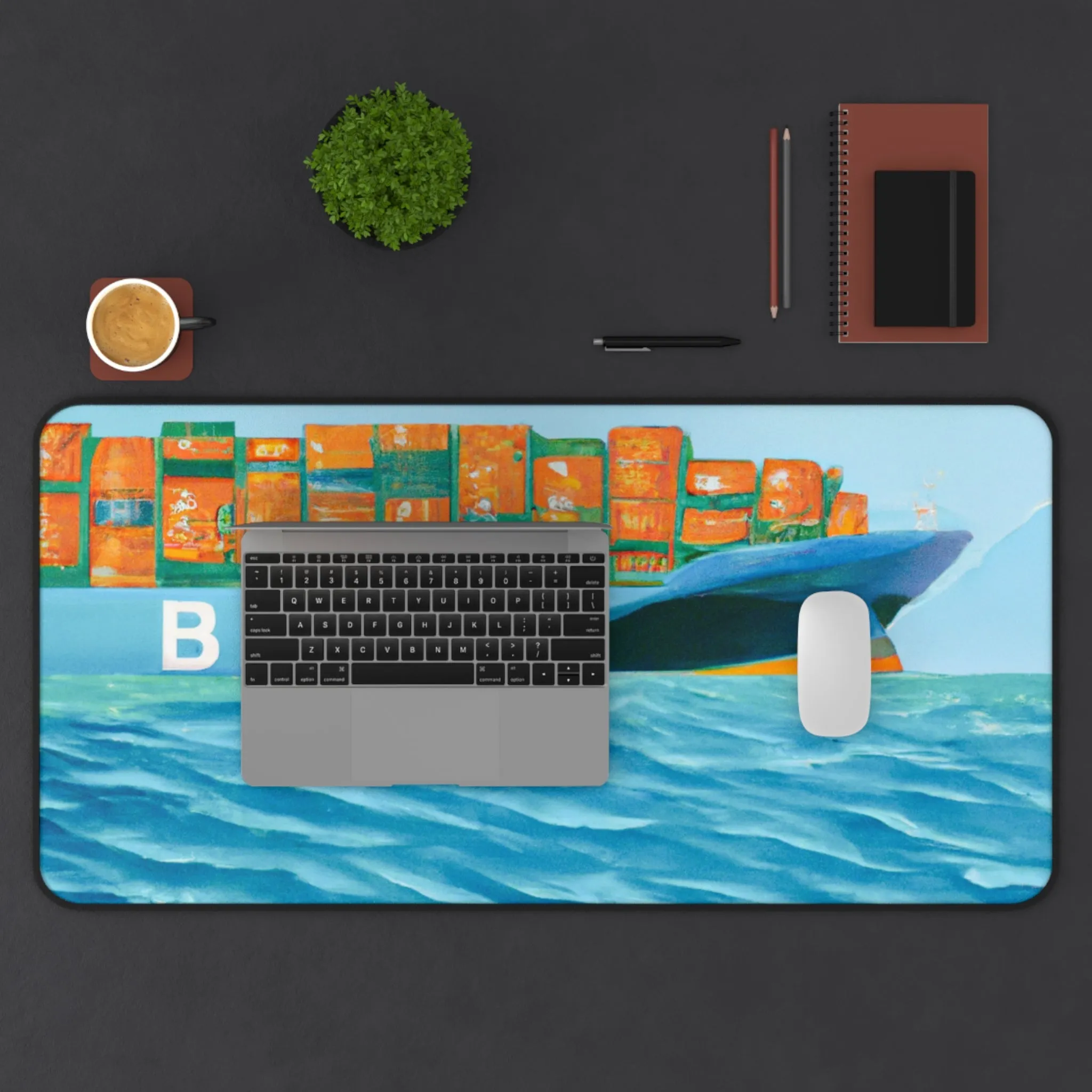 Cargo Ship Art Large Computer Mouse Pad