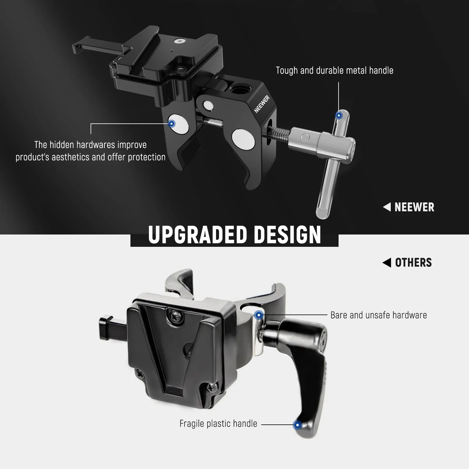 NEEWER Mini V Mount Battery Plate with Super Crab Clamp
