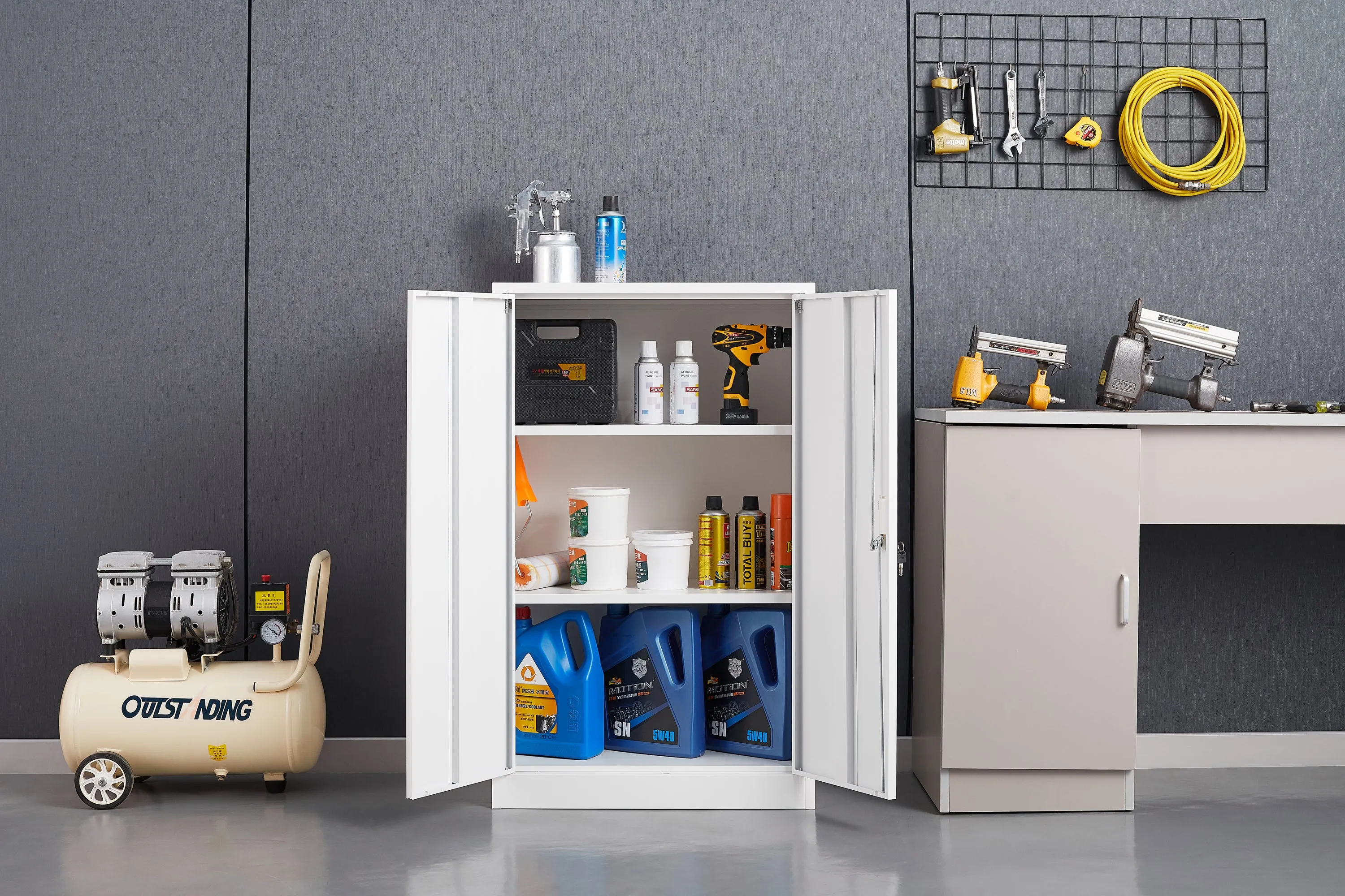 Secure Guard Storage Metal Cabinet - White