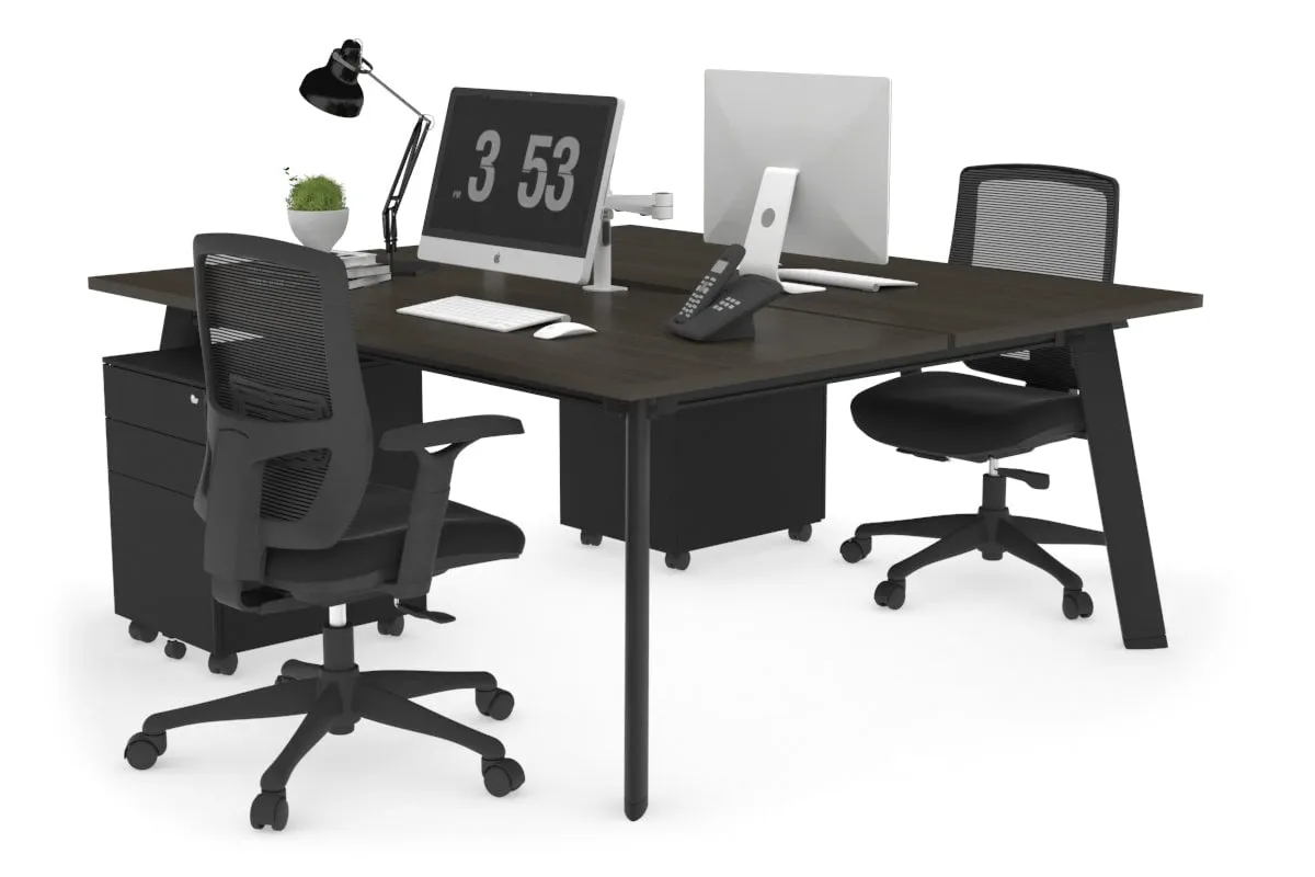 Switch - 2 Person Workstation Black Frame [1200L x 800W with Cable Scallop]