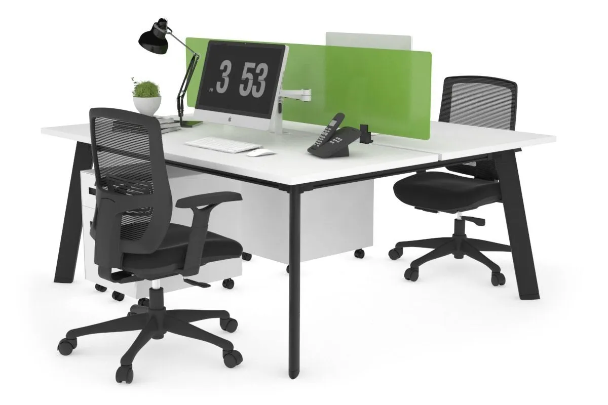 Switch - 2 Person Workstation Black Frame [1600L x 800W with Cable Scallop]