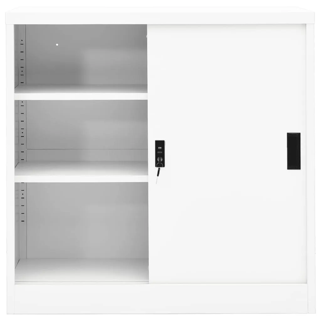 vidaXL Office Cabinet with Sliding Door White 90x40x90 cm Steel
